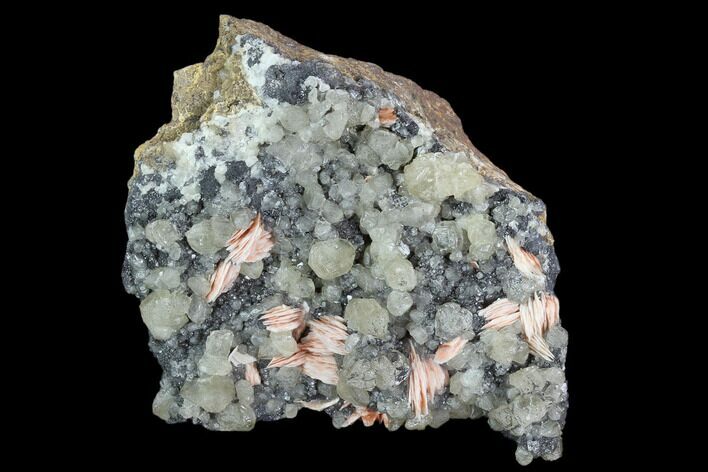 Cerussite Crystals with Bladed Barite on Galena - Morocco #128016